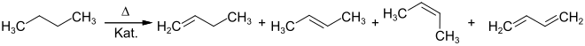 Reaktionsschema der Dehydrierung von n-Butan