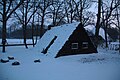 Sod house in winter