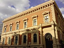 The Eszterházy Palace (Sándor Baumgarten, 1865), Pollack Mihály tér 8. 1946-1948 residence of the Hungarian President; today houses Hungarian Radio's Marble Room.