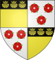 Quarterly, 1st and 4th: Or a chief sable three escallops of the field (for Graham); 2nd and 3rd: Argent three roses gules barbed and seeded proper