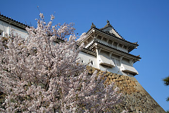 Le château de Himeji au printemps (Japon). (définition réelle 2 496 × 1 664*)