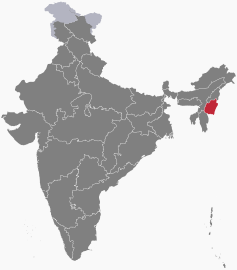 Localisation de l'État de Manipur en Inde.