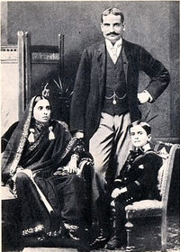 Photograph of Nehru and his parents