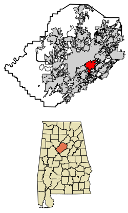 Location of Mountain Brook in Jefferson County, Alabama.