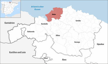 Die Lage des Gerichtsbezirk Getxo in der Provinz Bizkaia