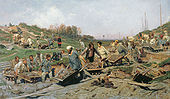 Konstantin Savitsky, Travaux de réparation sur une ligne de chemin de fer (1874)