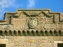 The Montgomerie family crest on the castle ruins