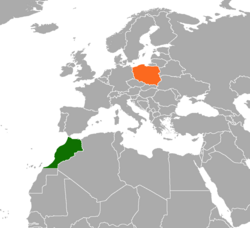 Map indicating locations of Morocco and Poland