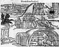 Woodcut of the North Berwick witch trials from Newes from Scotland