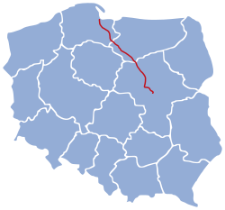 A Varsó–Gdańsk-vasútvonal útvonala