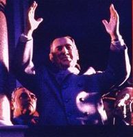 Perón greets supporters during a 12 June 1974 rally, his last.