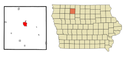 Location of Emmetsburg, Iowa