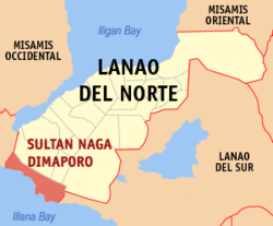 Map of Lanao del Norte with Sultan Naga Dimaporo highlighted