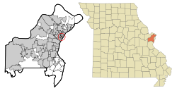 Location of Velda Village_Hills, Missouri