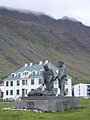 Scultura con scena di pesca a Ísafjörður