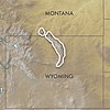 Symphyotrichum molle distribution map: Bighorn Mountains of Montana and Wyoming outlined in white.