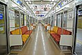 Refurbished interior of a Den-en-toshi Line set, February 2007