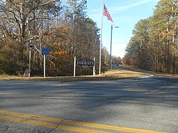 Welcome sign at VA 139 and Henry Road in Jarratt.