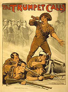 Australian Army recruitment poster at Australian Army during World War I, by Norman Lindsay (edited by Durova)