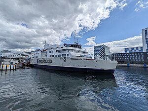 M/S Tycho Brahe i Helsingborgs hamn i juni 2024.