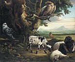 Philip Reinagle's Birds of Prey, Goats and a Wolf, in a Landscape.