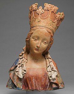 Gothic fleurons on a crown of the Virgin, c.1390-1395, terracotta with paint, Metropolitan Museum of Art