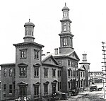 The facade of Camden station in 1868