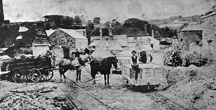Horse-Drawn China Clay Wagon at the St Austell terminus of the Pentewan Railway