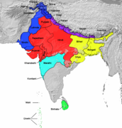 Généalogiquement, l'assamais appartient au sous-groupe des langues indiques orientales (en) (indiqué en jaune sur la carte) du groupe des langues indo-aryennes.