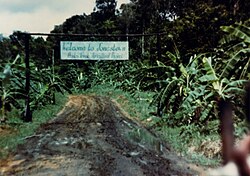 The entrance to Jonestown