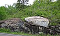 Caption"Large anorthosite xenolith in ophitic ilmenite gabbro, Duluth Complex, Keene Creek East Skyline Parkway roadcut, Duluth, Minnesota"