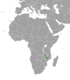 Location map for Malawi and Rwanda.