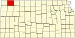 State map highlighting Rawlins County