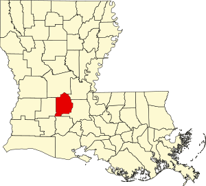 Map of Louisiana highlighting Evangeline Parish