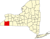 State map highlighting Cattaraugus County