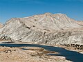 Merriam Peak (center) with Royce Peak behind, right. Puppet Lake in foreground. Camera pointed northwest.