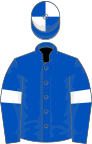 Royal blue, white armlet, quartered cap