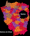 Carte des cantons de Seine-et-Oise entre 1931 et 1964.