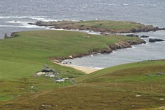 Skaw from the Ward of Norwick The most northerly house in Britain in the foreground and the Holm of Skaw beyond.