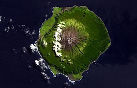 Image satellite de l'île Tristan da Cunha.