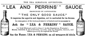 1875 ad for Lea & Perrins in the Era Almanack, with tagline "The Only Good Sauce"