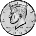 The obverse of the Kennedy half dollar