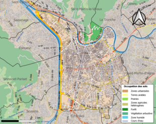 Carte en couleurs présentant l'occupation des sols