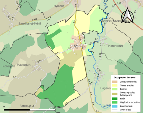 Carte en couleurs présentant l'occupation des sols.