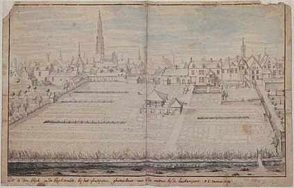 Den Blijck, a bleachfield in Brussels, drawing by Derons, 1748