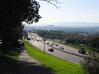 The M3 highway that separates the Upper Campus and Middle Campus; a tunnel beneath the highway connects the two campuses.