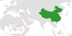Map indicating locations of China and Cyprus