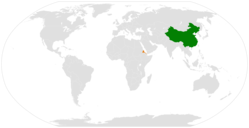 Map indicating locations of Eritrea and China