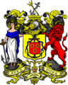Coat of arms of Cape Town, with the arms of Jan van Riebeeck depicted in the shield