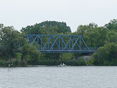 Eisenbahnbrücke Pritzerber See von der Havel aus gesehen